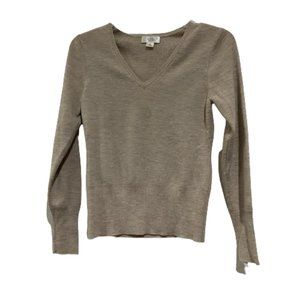 ATL Studio V-Neck Pullover Merino Wool Cashmere Beige Sweater Sz S
